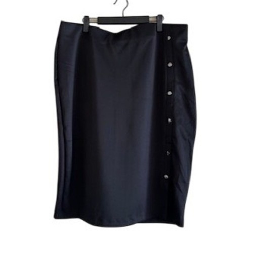 Bold Elements Black Side Button Midi Pencil Skirt Plus Size 1X New With Tags